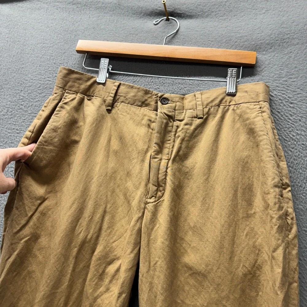 Polo Ralph Lauren Pants Mens 33x32 Classic Fit Khaki Linen Blend Coastal Chino